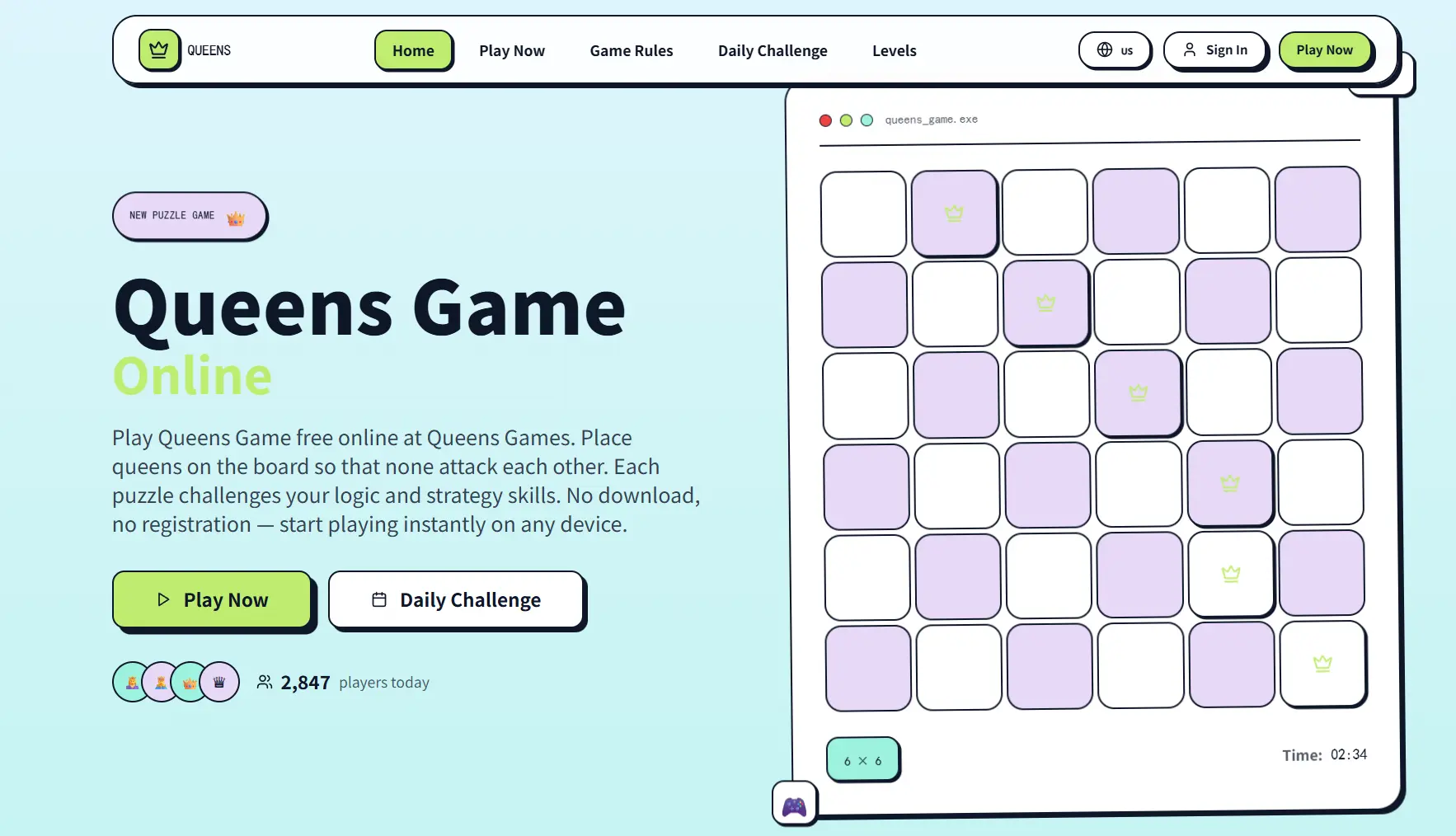 Queens Games - logic puzzle game platform